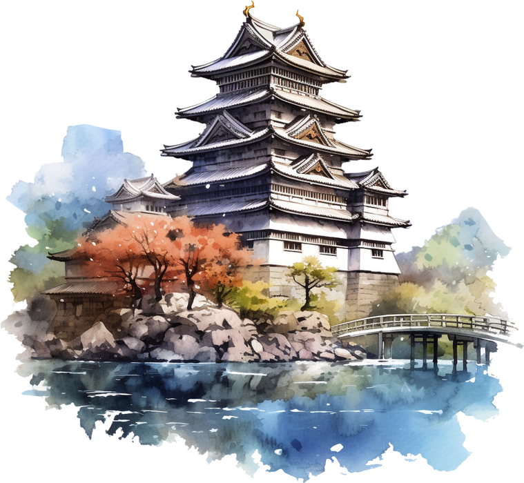 Motivtransfer 3243 Japanisches Haus mit Brücke