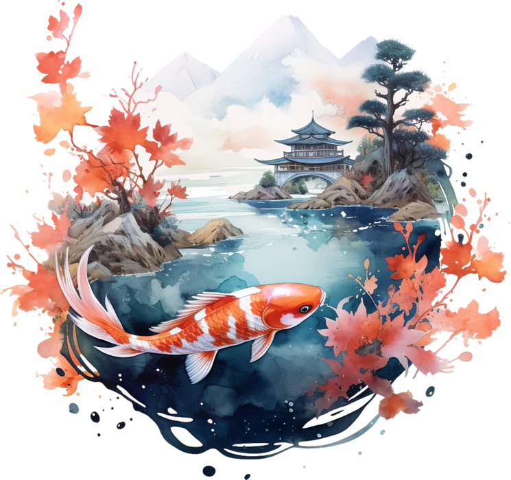 Motivtransfer 3245 Japanische Landschaft mit Kois