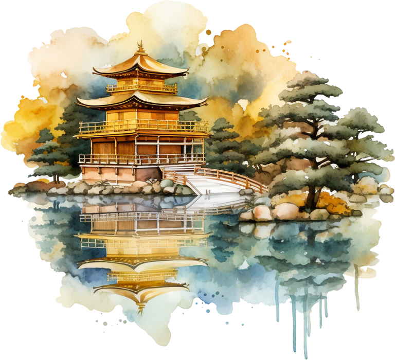 Motivtransfer 3247 Japanische Landschaft mit Teich und Brücke