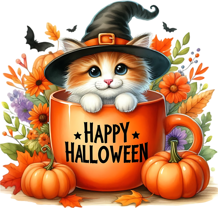 Motivtransfer 3507 Kätzchen in Halloween Tasse