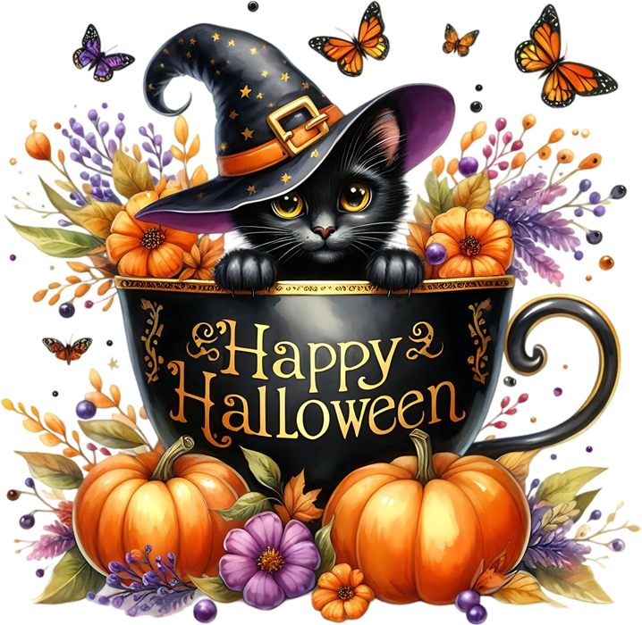 Motivtransfer 3519 Happy Halloween Kätzchen