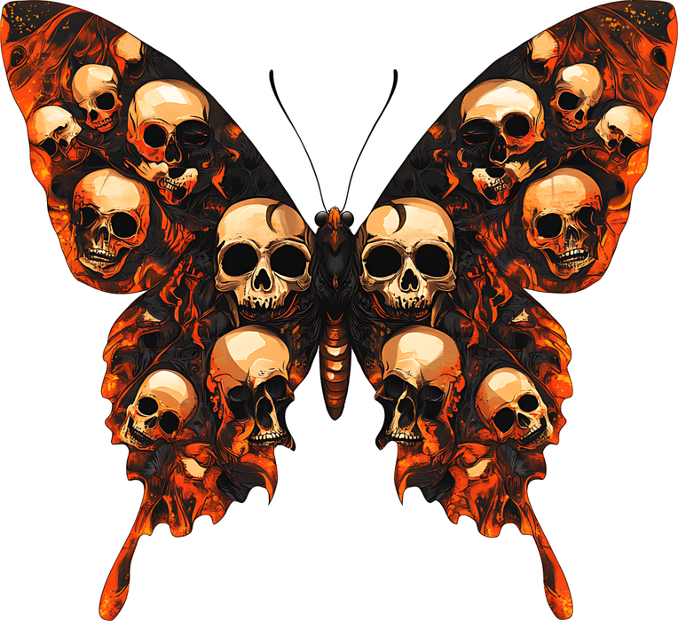 Motivtransfer 3641 Schmetterling mit Totenköpfen rot schwarz