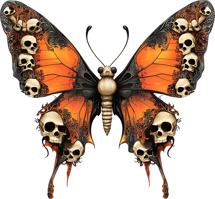 Motivtransfer 3645 Schmetterling mit Totenköpfen rot