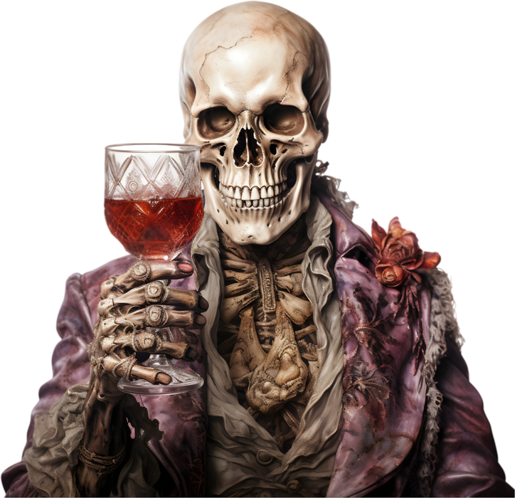 Motivtransfer 3654 Skully Man trinkt Wein Steampunk