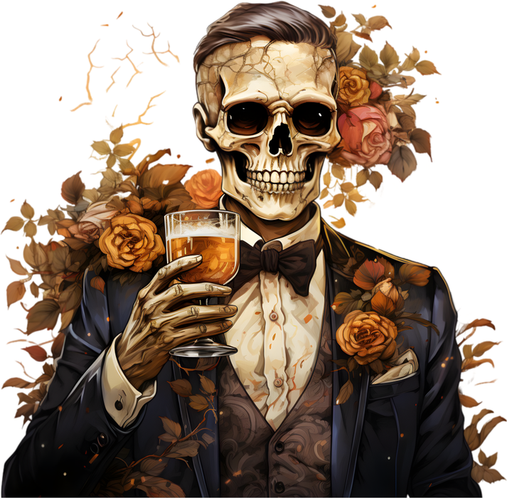 Motivtransfer 3664 Skully Man mit gelben Rosen
