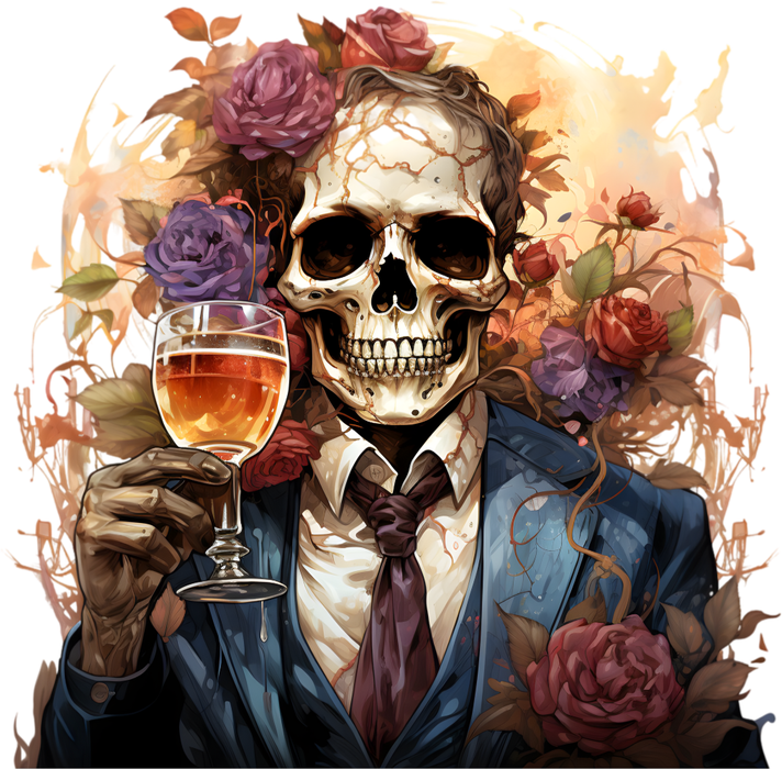 Motivtransfer 3665 Skully Man mit bunten Blumen