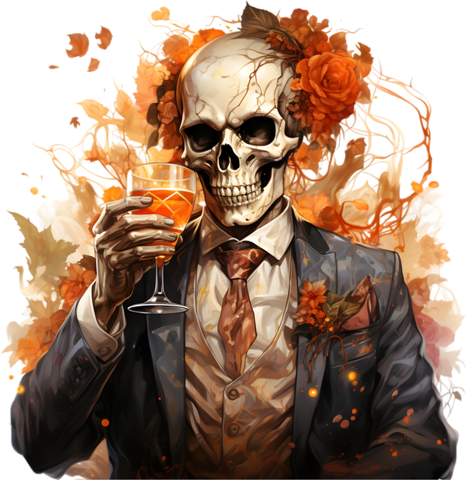Motivtransfer 3668 Skully Man mit Rosen und Krawatte