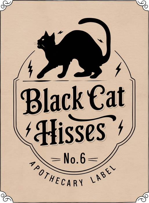 Motivtransfer 3794 Black Cat Hisses Label