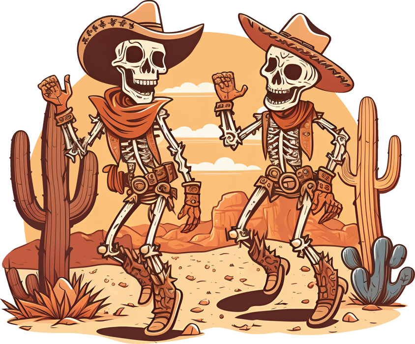 Motivtransfer 3823 Tanzende Cowboy Skelette