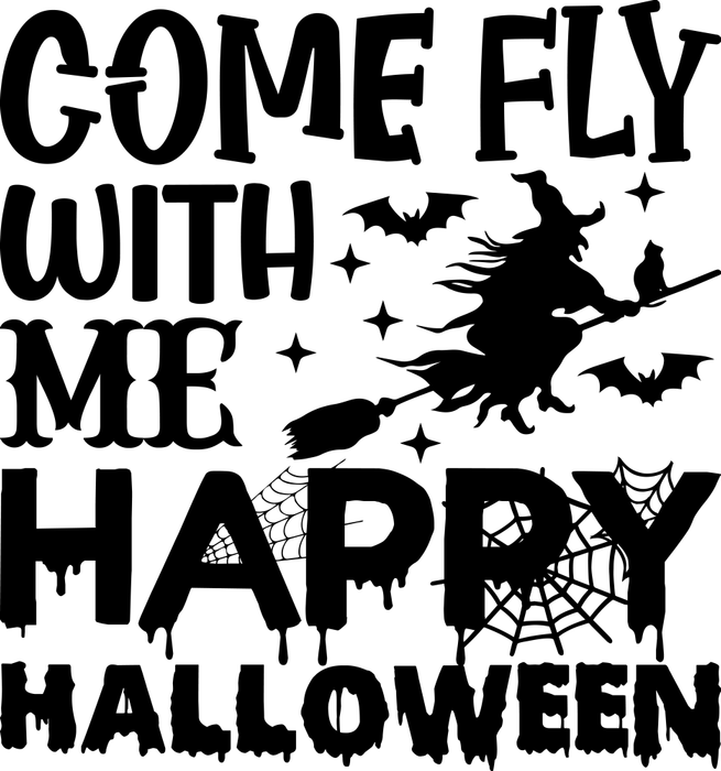 Motivtransfer 3949 Come Fly with me Happy Halloween