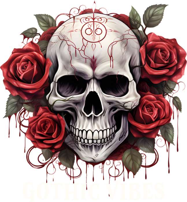 Motivtransfer 4423 Totenkopf mit Rosen