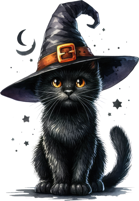 Motivtransfer 4580 Schwarze Katze mit Hut
