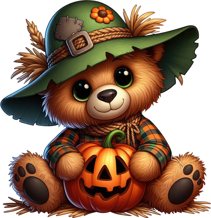 Motivtransfer 4760 Kleiner Teddy als Vogelscheuche