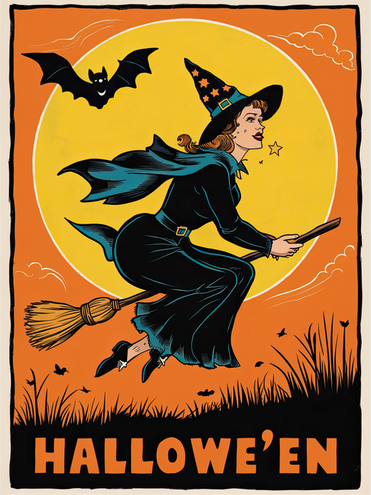 Motivtransfer 4833 Plakat Hexe auf Besen