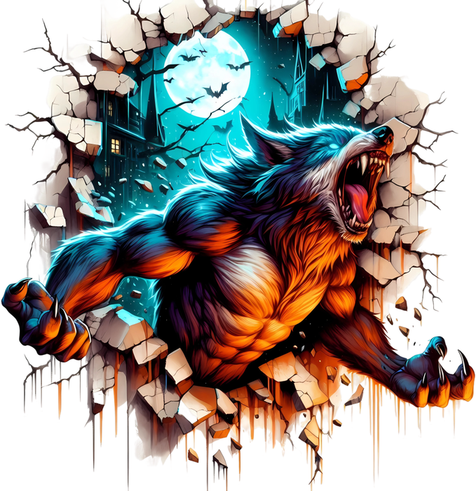 Motivtransfer 4955 Werwolf kommt durch die Wand