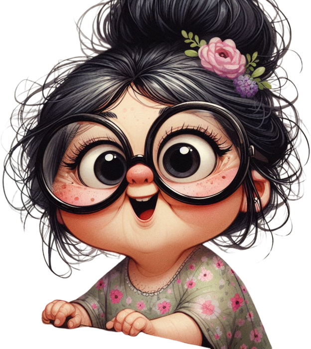 Motivtransfer 5140 Lustige Frau mit schwarzen Haaren