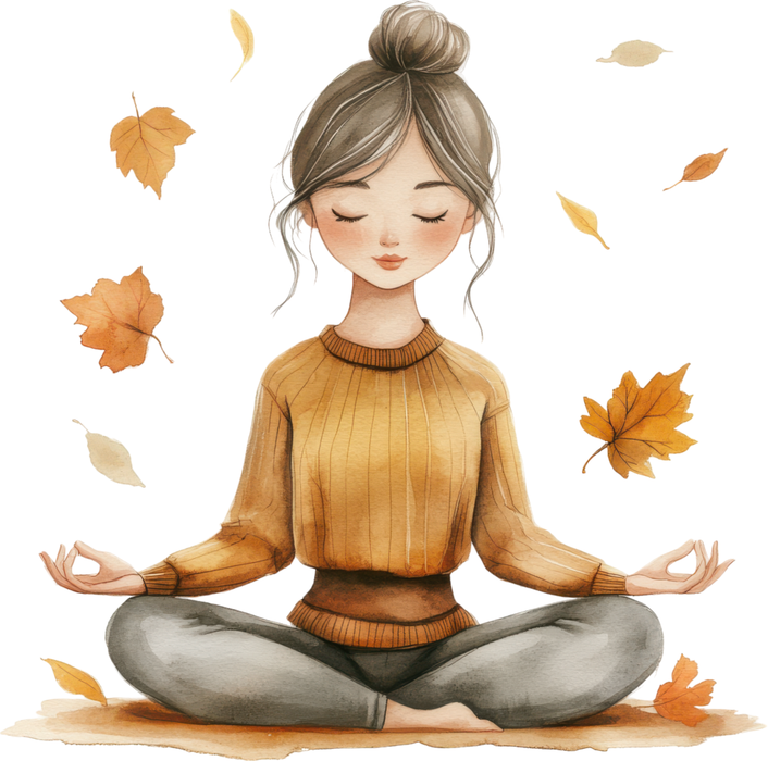 Motivtransfer 5151 Frau beim Yoga mit Blättern