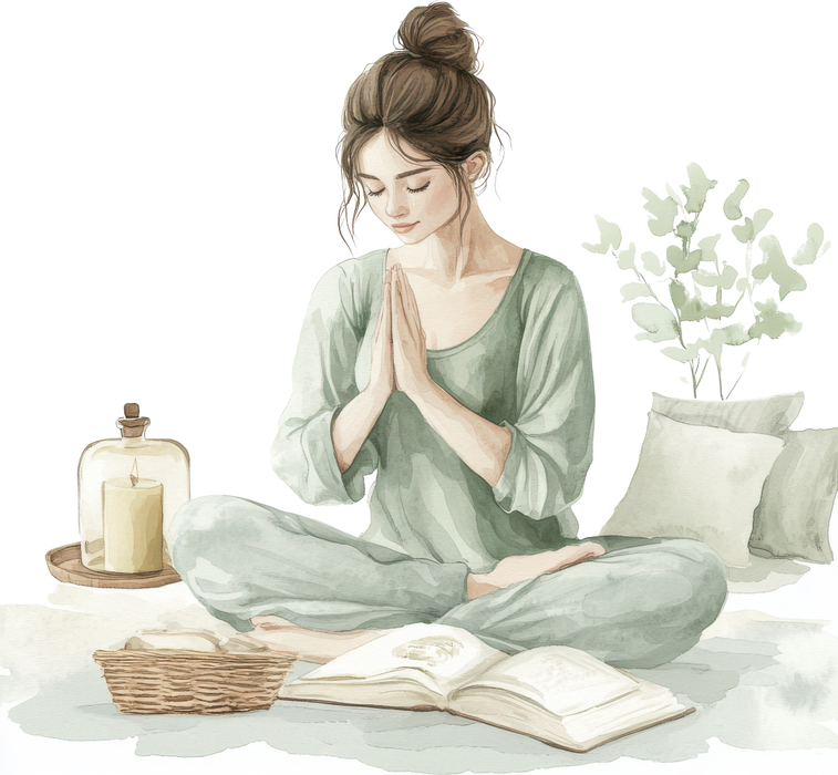 Motivtransfer 5155 Frau mit Buch macht Yoga