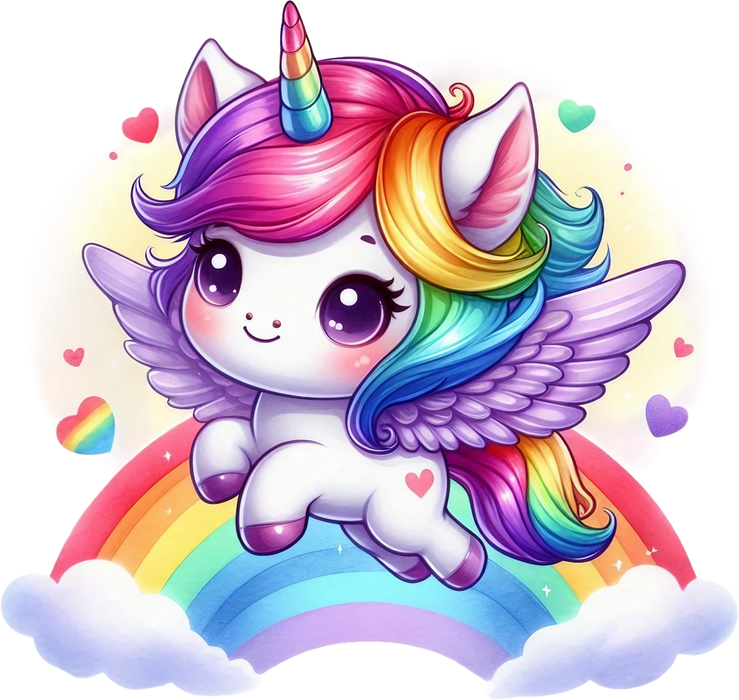 Motivtransfer 5183 Kleines Einhorn überm Regenbogen