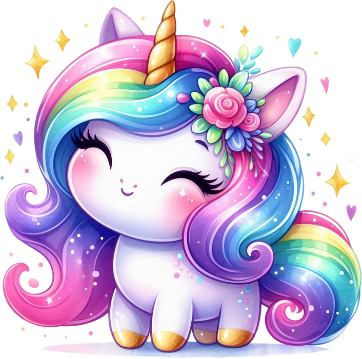 Motivtransfer 5185 Kleines Einhorn mit Herzen