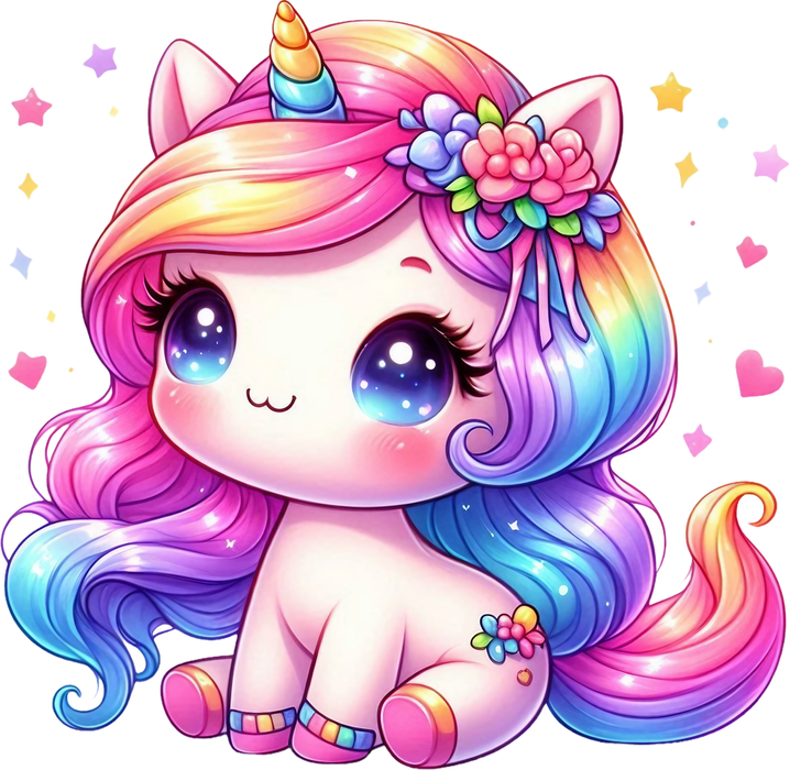 Motivtransfer 5188 Kleines Einhorn mit Blumen im Haar