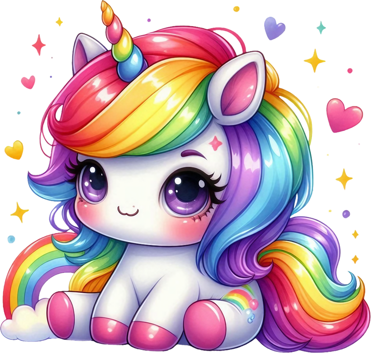 Motivtransfer 5191 Kleines Einhorn mit bunten Haaren
