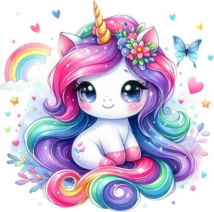Motivtransfer 5193 Kleines Einhorn mit langen Haaren