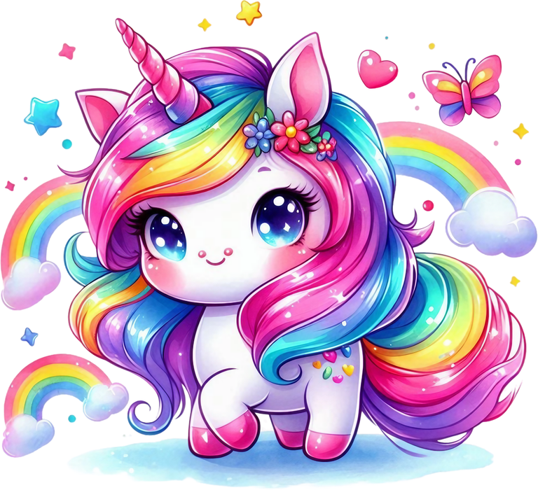 Motivtransfer 5199 Kleines Einhorn vor Regenbögen