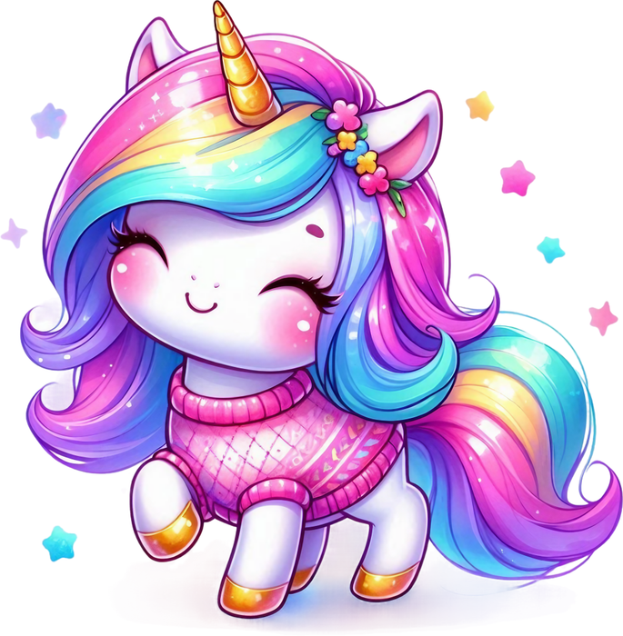 Motivtransfer 5203 Kleines Einhorn mit Pullover