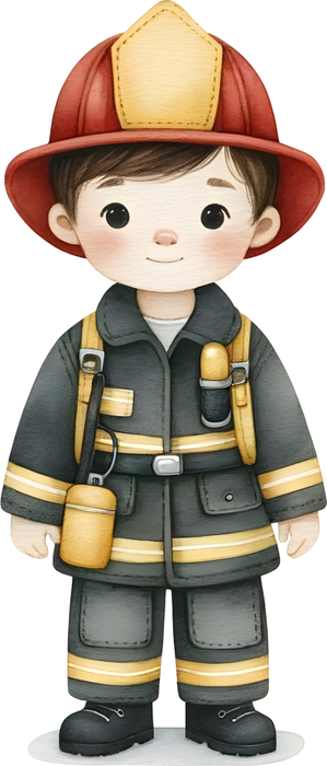 Motivtransfer 5238 Kleiner Feuerwehrmann mit schwarzer Uniform