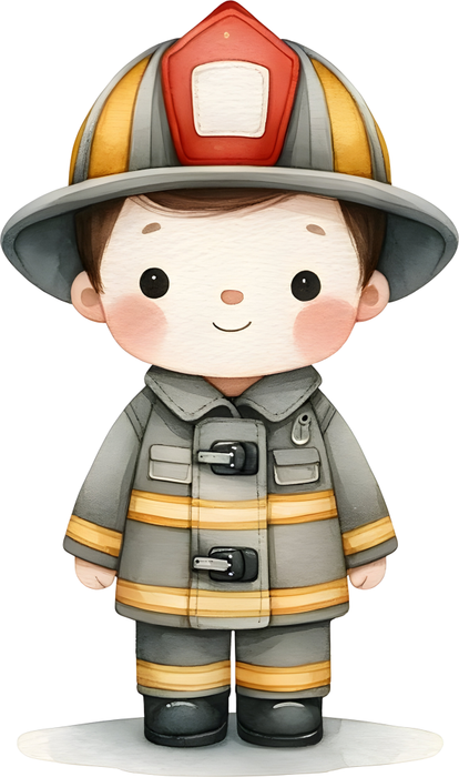 Motivtransfer 5243 Kleiner Feuerwehrmann mit grauer Uniform