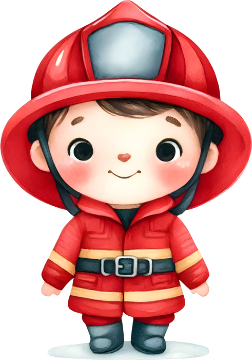 Motivtransfer 5246 Kleine Feuerwehrfrau mit roter Uniform