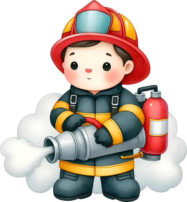 Motivtransfer 5252 Kleiner Feuerwehrmann mit Feuerlöscher