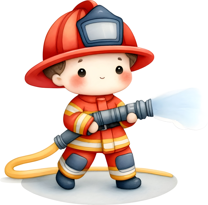 Motivtransfer 5256 Kleiner Feuerwehrmann mit Wasserschlauch