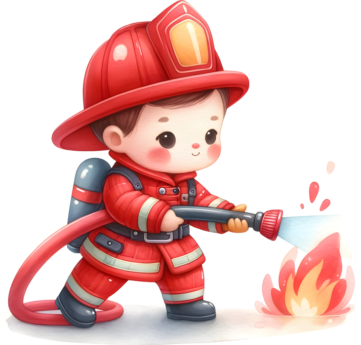 Motivtransfer 5258 Kleiner Feuerwehrmann löscht Feuer