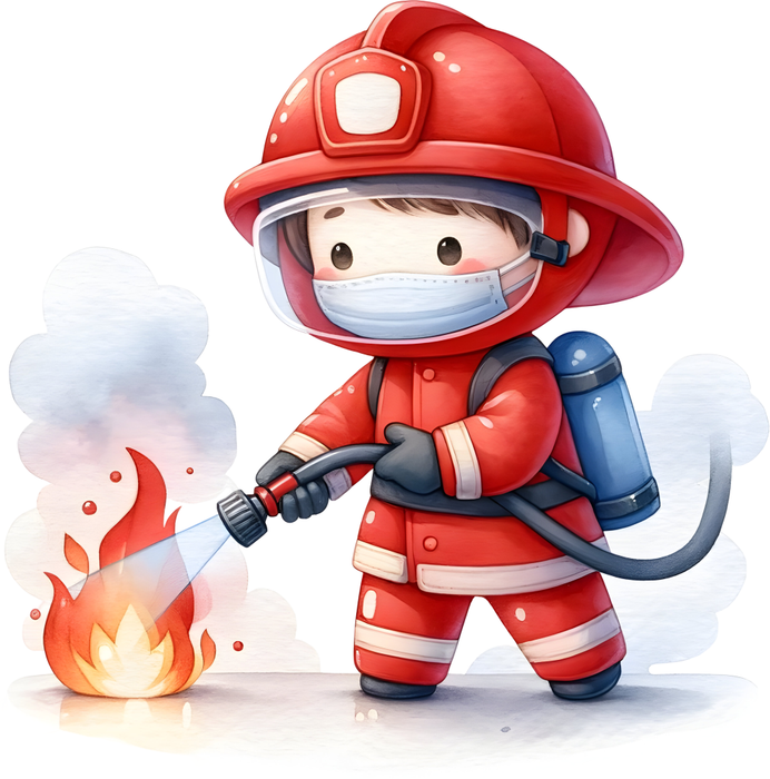 Motivtransfer 5260 Kleiner Feuerwehrmann löscht ein Feuer