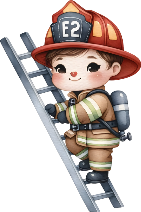 Motivtransfer 5261 Kleiner Feuerwehrmann auf der Leiter