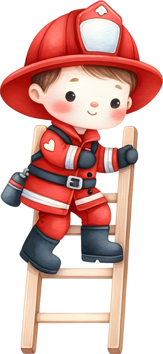 Motivtransfer 5262 Kleiner Feuerwehrmann auf der Leiter