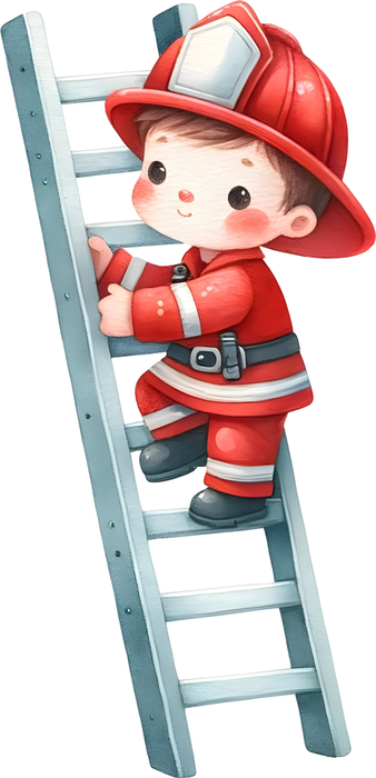 Motivtransfer 5263 Kleiner Feuerwehrmann klettert auf die Leiter