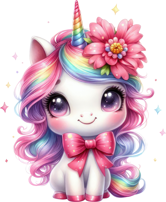 Motivtransfer 5305 Einhorn mit Blume im Haar