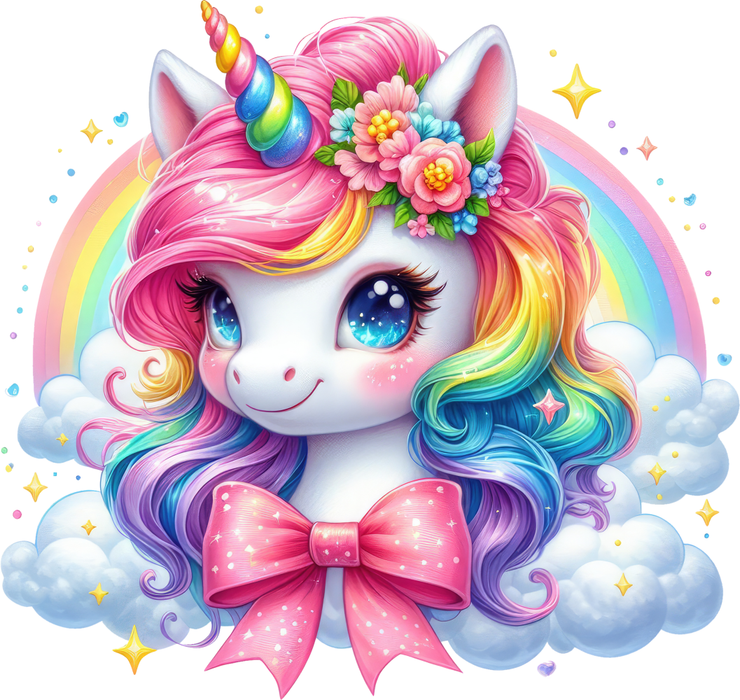 Motivtransfer 5309 Einhorngesicht vor Regenbogen