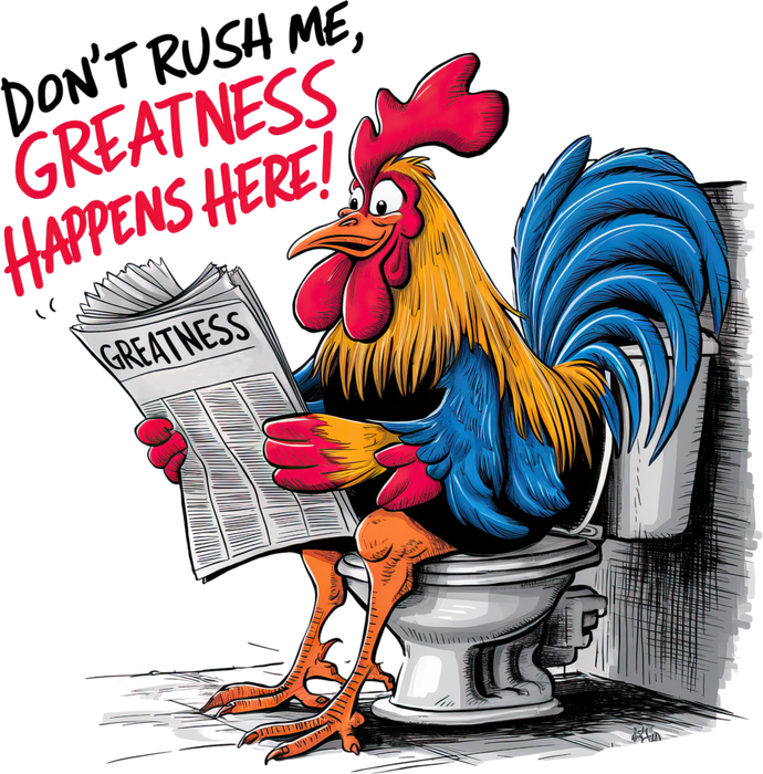 Motivtransfer 5438 Hahn auf der Toilette