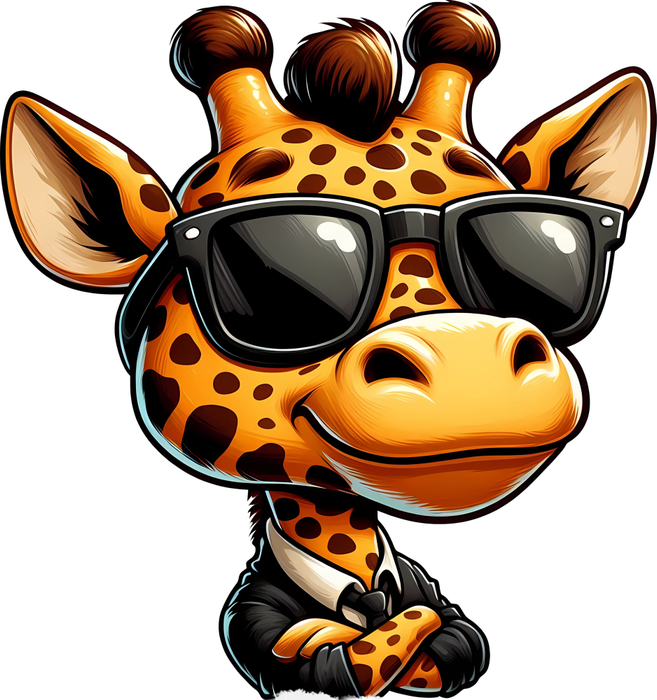 Motivtransfer 5505 Lustige Giraffe mit Sonnenbrille und Anzug