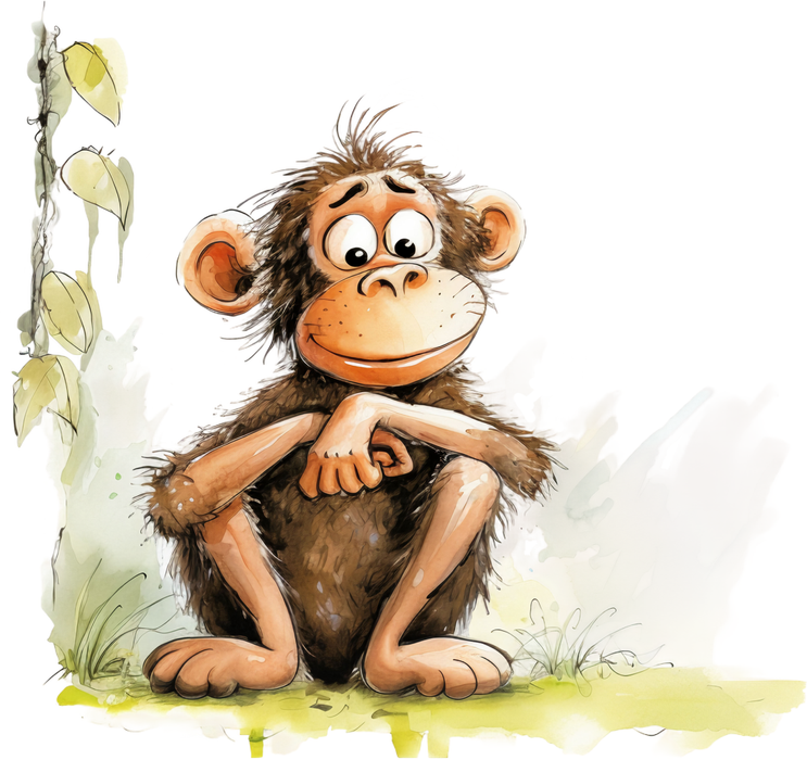 Motivtransfer 5522 Lustiger Affe sitzt auf Boden