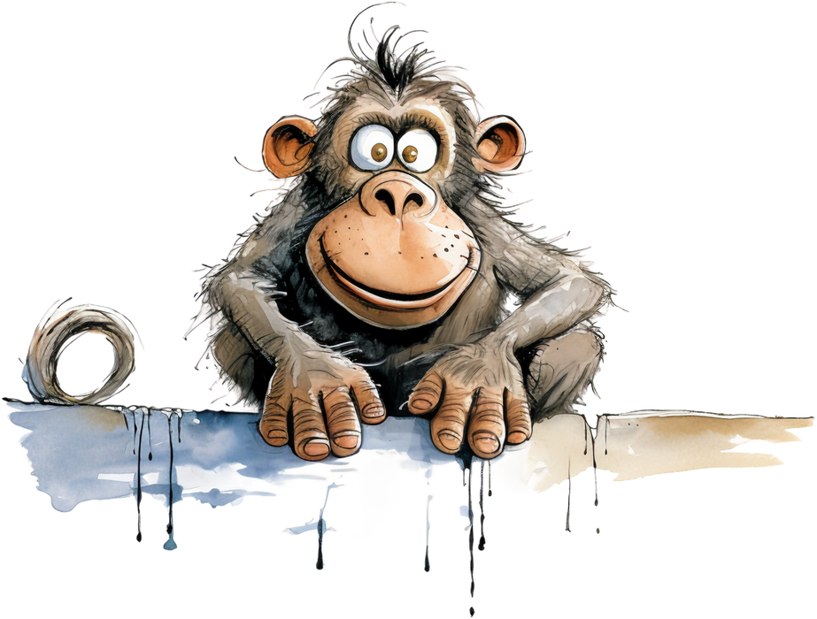 Motivtransfer 5533 Lustiger Affe sitzt auf Fels