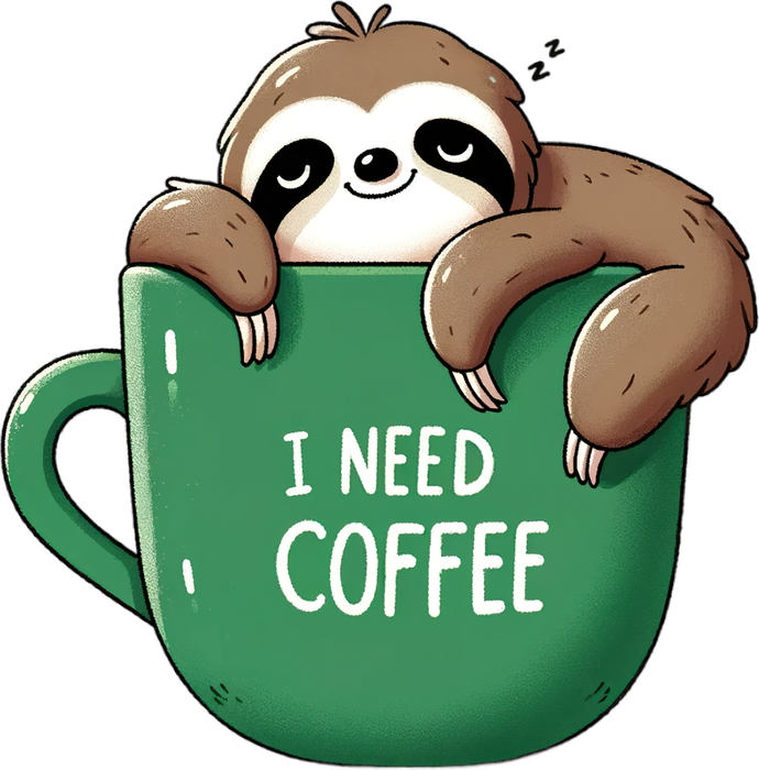 Motivtransfer 5590 Faultier i need coffee