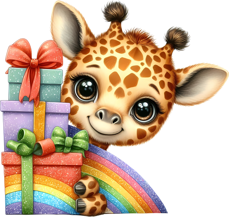 Motivtransfer 5657 Giraffe mit Geschenken