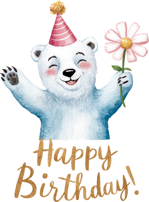 Motivtransfer 5675 Happy Birthday Eisbär