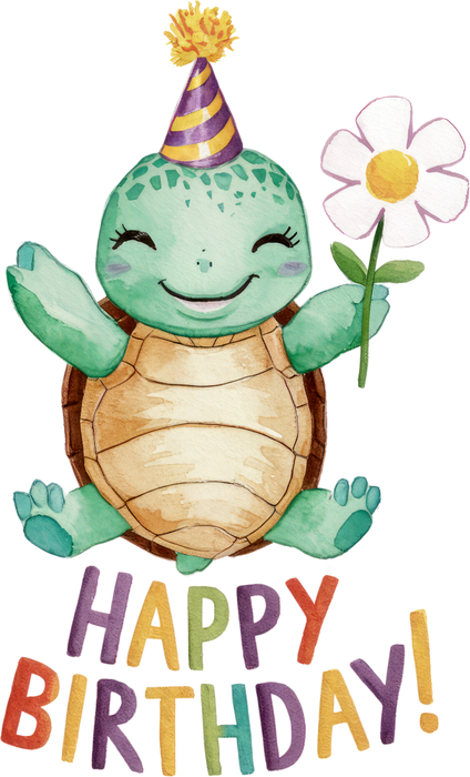 Motivtransfer 5677 Happy Birthday Schildkröte