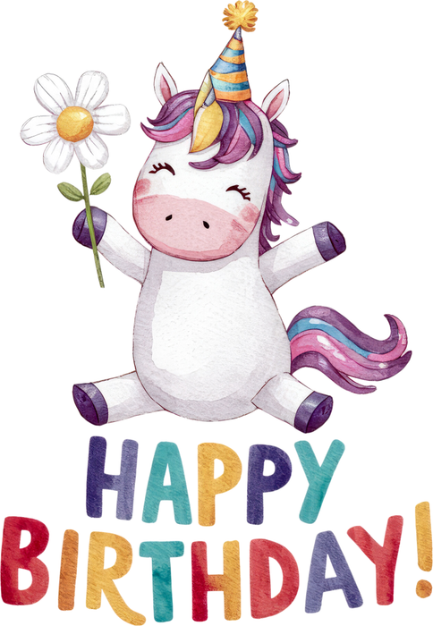 Motivtransfer 5682 Happy Birthday Einhorn
